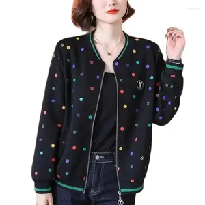 Giacche da donna Giacca cardigan di grandi dimensioni Primavera Autunno Outwear 2024 Madre Casual Uniforme da baseball nera Cerniera Top Cappotto di moda