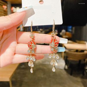 Dangle Earrings Personality Pearl Crystal Peacock Long Hanging Creative Zircon Animal Tassel Earring Women Valentine's Day Gift Jewelry