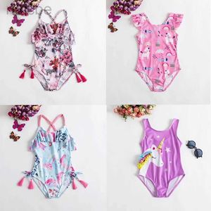 Costumi da bagno interi per ragazza Costumi da bagno per bambini stampati a fiori interi per bambini Girasole Bagno da spiaggia Bikini per bambini Costumi da bagno senza schienale per neonato 24327