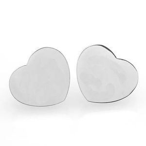 High Polish Original Brand Heart Shape Solid Stud Earrings for Girls Stainless Steel 18k Gold Silver Rose Womens Letter Logo Engraved Earrings Wedding Party