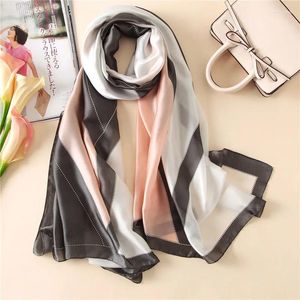 Scarves Elegant Silk Printed Scarf Women Spring Summer Style Fashion Sun-resistant Beach Poncho Chiffon Hijab