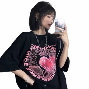 överdimensionerad t-shirt älskar grafik t-shirts kvinnors nya söta tees par tshirt streetwear y2k topps harajuku söta kläder x4qt#