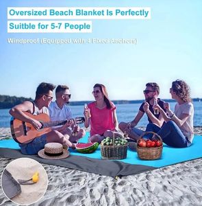 Partihandel Ocean Shipping Beach Filt Sandproof 200 x 140 cm Vattentät strandmatta Lätt picknickfilt för resevandringssporter