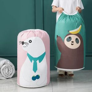 Cartoon Bear Collapsible Storage Bag Beam Port Transparent Organizer Clothes Blanket Baby Toy Basket Container Quilt Travel Bags