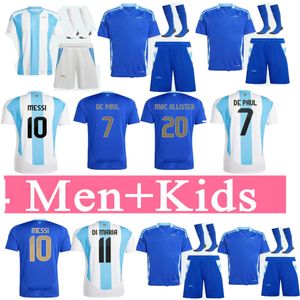 Nadaje się do użytku z Kids and Men Kit Soccer Jerseys Argentina 3 -Star Messis 24 25 fanów Mac Allister Dybala Di Maria Martinez de Paul Maradona Football Shirt