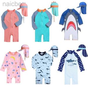 Einteiler Baby Jungen Badeanzug Lange Ärmel Einteilige Badebekleidung für Kinder Kleinkind Cartoon UPF50+ Rash Guards Säuglingsbadeanzug Korea Sets 24327