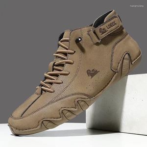 Walking Shoes Men's Leather Boots Outdoor Casual Motorcycle Four Seasons 2024 Anti Slip Wear Resistant High Top Sports Luxury