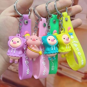 2024 Hot Sale Wholesale Raincoat Piggy Backpack Pendant Key Ring Pendant Schoolbag Decoration Gifts for Kids Friends