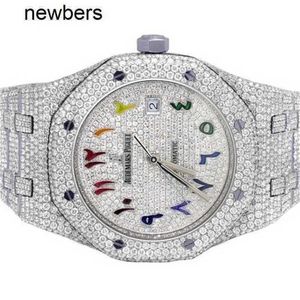 Diamonds AP Watch APF Factory VVS Iced Out Moissanite kan tidigare Test Luxury Audemar Pigue Swiss Movement Mens Epic Royal Oak 41mm Steel vs Rainbow Dial 33.0 Carat43U2