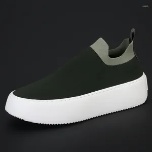 Casual Shoes Fashion Brand Cloth Men's Flying Woven Mesh Breathable Board Thick Soled Muffin Lazy People Step On Fas