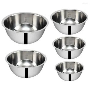 Tigelas servindo tigela 5 pcs salada com escala metal cozinhando conjunto de aço inoxidável para agitar mar paridade evento