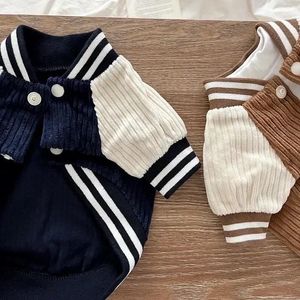 Vestuário para cães Beisebol Teddy Winter Jersey Jaquetas Roupas Quentes Listradas Duas Pernas Poodle Moda Roupas Zipper