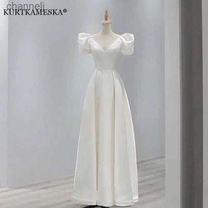 Urban Sexy sukienki biały satynowy ślub dla panny młodej elegancka v szyja długa bal maturalna gościnna impreza kobiet sukienkę letnie 2023 formalne vestidos yq240327