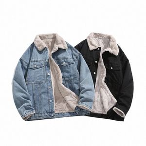 autumn and Winter Male Fi Fleece Denim Jacket Men Casual Comfort Thick Warm High Quality Overcoat Thermal Solid Pocket Tops d7ma#