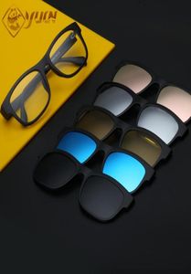 Wysokiej jakości okulary przeciwsłoneczne Klasyczne 5 zestawów pasujących kolorów Magness Clip Men Mężczyźni Słoneczni okulary słoneczne UV400 Lens9871303