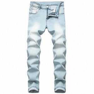 jeans Denim Men's Trousers Casual Simple Classic Daily Old Plus Size Light Blue Pants f4ds#