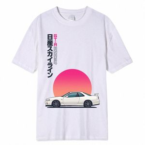 initial T Shirt 100% Cott T-shirt Men Summer Short Sleeve Tops Japan Casual Printing Clothes Racing Car Tshirt Male Tees-shirt 40eK#