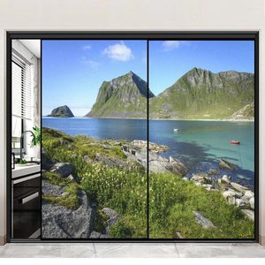 Window Stickers Privacy Windows Film Natural Scenery Dekorativt Inget lim Static Cling Frosted For Home