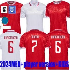 2024 Danimarka Futbol Forması 24 25 Euro Eriksen Ev Kırmızı Uzak Beyaz Kjaer Hojbjerg Christensen Skov Olsen Braithwaite Dolberg Futbol Gömlekleri