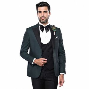 nuovi arrivi abiti da uomo Fi Peak risvolto One Butt abiti da sposa formale sposo smoking 3 pezzi vestito maschile giacca + gilet + pantaloni m6Pa #