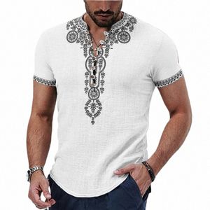 Freizeit Kurzarm V-Ausschnitt Butted T-Shirts Männer Frühling Sommer Fi Patchwork Muster Drucken Tops Herren Kleidung Casual Shirts H5Zq #