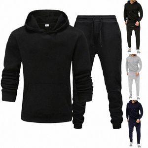 Mäns FI -sportkläder Jogging Suit Men Hooded Sportswear Suit Hooded+Sweatpants Sportwear Z0WP#