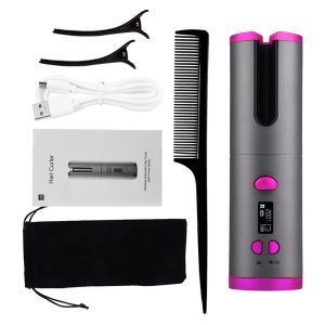 Irons Cordless Curling Iron Automatic Hair Curler LCD Display Skärm USB LADDA KERAMISKA CURL -stilverktyg Fast Heat Curler