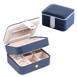Piccola borsa portatile per gioielli in pelle da viaggio con scatola regalo per organizer per gioielli a specchio per anelli, orecchini, collane e braccialetti