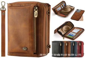 iPhone 13の携帯電話ケース12 11 Pro Max Wallet Case Zipper Flip Leather Samsung S22 S218666089