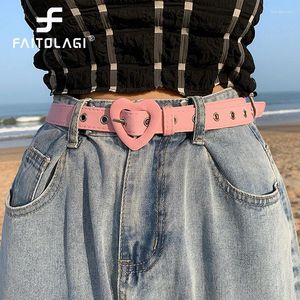 Bälten hjärta form metall spänne canvas bälte y2k kpop egirl rosa kärlek midjeband jeans byxor dekorativa gotiska hiphop -bälte rem
