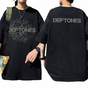 deftes Floral Burst Dwustronne nadruk T-shirty Men Punk Rock Band Fi Y2K T Shirt krótkie rękawie Summer Man Streetwear E9pl#