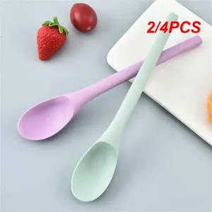 Spoons 2/4PCS Silicone Spoon Small With Long Handle Heat Resistant Easy To Clean Non-stick Rice Tableware Utensil Kitchen