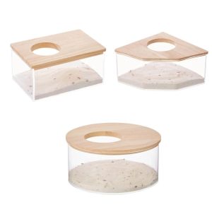 Gaiolas hamster claro banheiro acrílico recipiente de banho seco sauna caixa de areia para júnior esquilo ratos gerbil fácil de limpar