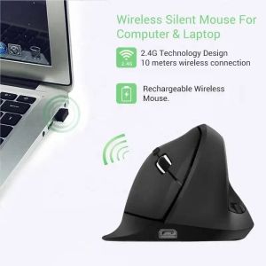 Möss C883 Wireless Vertical RGB Mouse Gaming 2.4 GHz USB Computer Mice 1600DPI Ergonomic Mouse for Laptop Office Home