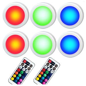 Lâmpada de parede controle remoto rgb luzes do armário sensor imprensa bateria lâmpadas led para o quarto sala estar cozinha iluminação