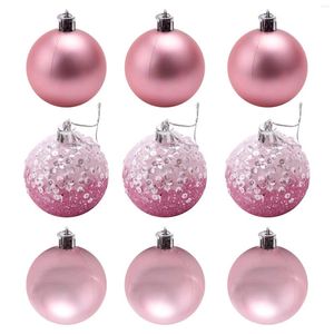 装飾的な花9 PCSクリスマスボールの装飾クリスマスツリーデコレーションホームイヤーパーティーの装飾のためにボールを吊るす-2.36インチピンク