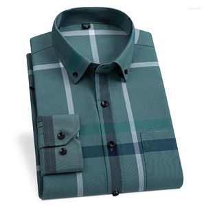 Men's Casual Shirts Oxford Shirt Long Sleeve Striped Regular Pocket Square Collar Business Dress For Men