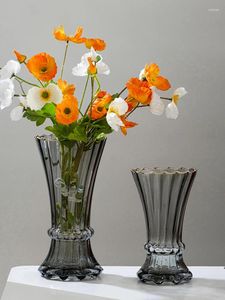 Vaser modern rök grå glas vas ros hydroponic transparent container blommor arrangemang hantverk inredning dekoration