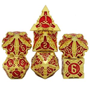 7PCs Metal Dnd Dice Set Solid Polyhedral D DND For Role Playing Game Rpg Rol Pathfinder Board Games 240312