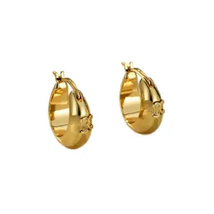 Orecchini di design alla moda per gioielli da donna Huggie Circle placcati in oro 18k accessori classici orecchini a cerchio uomo multicolore oorbellen bianco zh204 H4