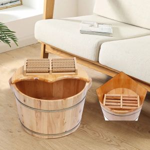 Vasche da bagno Secchio portatile per pediluvio Secchio per pedicure in legno Spa con coperchio e piastra massaggiante