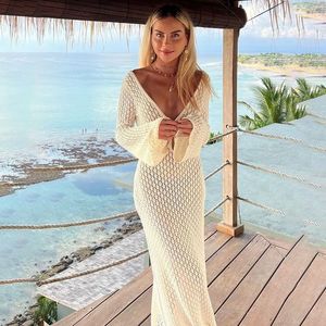 2024 seaside holiday summer new sexy beach dress designer hollow knitted beach clothes cover sun-protective clothing