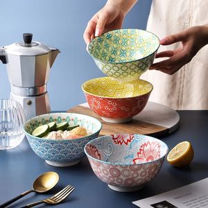 2024 1PCS 6インチ日本の食器セラミックホームレストランライスボウルヌードルボウルラーメンスープボウル