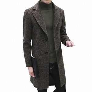 men's Thick Wool Blends Trench Lg Casual Top Coats Fi Warm Coat Lapel Collar Overcoat Plus Size 5XL Male Slim Windbreaker 80QD#