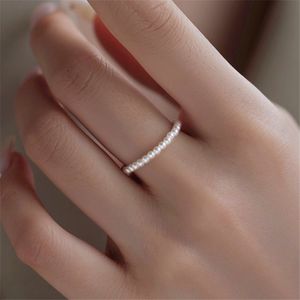 2,2 mm färskvattenpärlringar för kvinnor 925 Sterling Silver Designer Ring Woman Luxury Jewelry Casual Daily Outfit Travel Girl Girlfödelse Gift Box Storlek 5-7