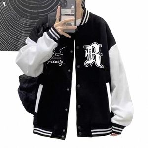 Fall Winter Men Staber Baseball Płaszcz Ostra luźna w stylu High Street Men Coat z pojedynczym elastycznym mankietą mankiet man manin kurtka D8S4#