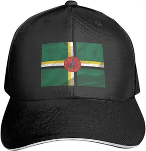 Ball Caps Flagge von Dominica Premium verstellbare Baseballkappe für Männer und Frauen – Outdoor-Sport Sonnenschutz Schwarz