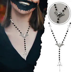 Chains Fashion Personality Checked Necklace Bat Black Long Rosary Beaded Ancient For Women Sunflower Locket Pulseras