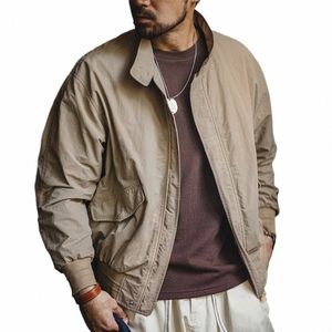 Maden Vintage G9 Standing Collar Jacket Men's Casual Classic Khaki Jacka Plaid Fodrad Bekväm lös kappa plus storlek överrock y4v4#