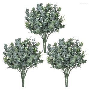 Dekorativa blommor 6 PCS Faux Greenery Artificial Eucalyptus Plants Fake Stems for Vases Home and Jungle Theme Party Decoration